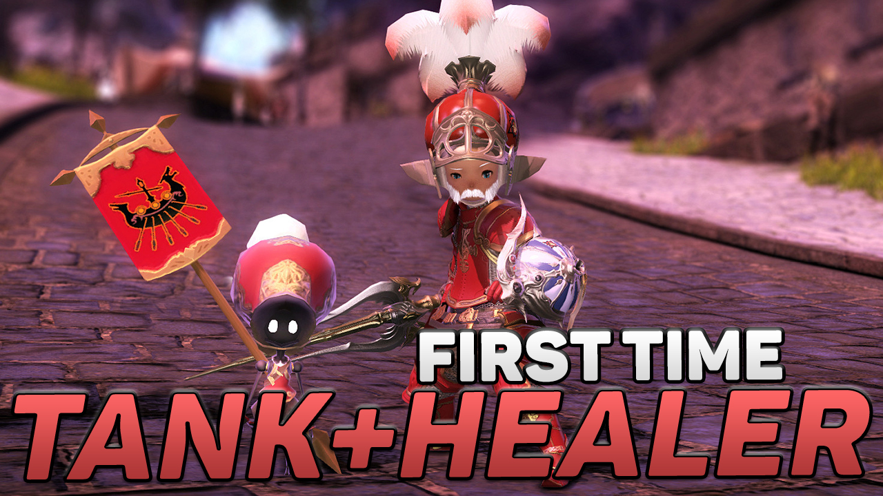 Final Fantasy XIV First Time Healer+Tank With Level 1 Weapons!